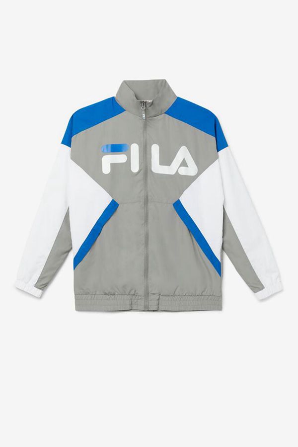 Fila Oliviero Wind Men's Jackets - Grey/White/Blue,NZ 986-60251